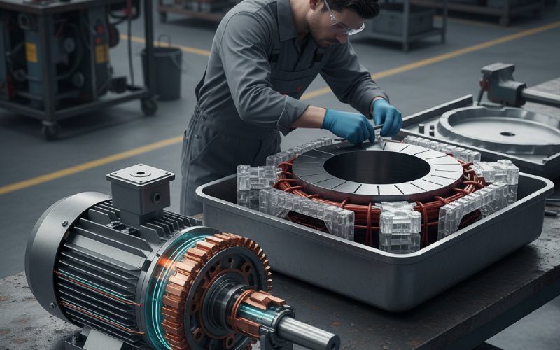 Cutaway industrial DC motor interior