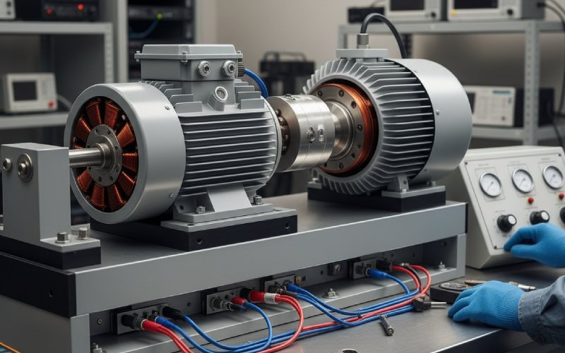 DC motor on dynamometer test bench