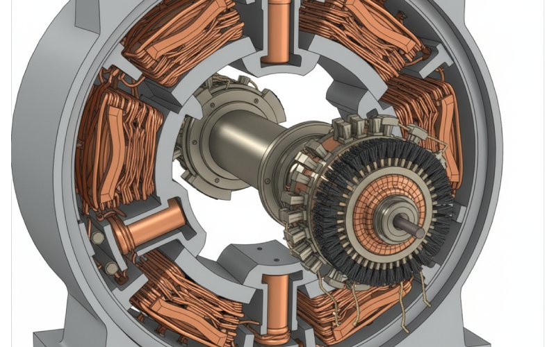 cutaway dc motor with compensating and interpoles