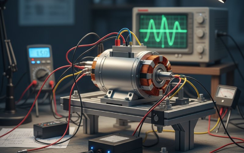 dc motor on lab test bench