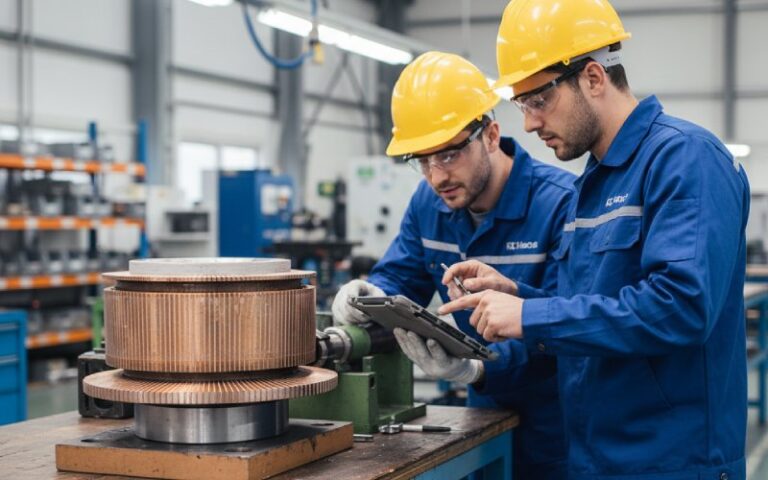 inspección de colectores de motores industriales de corriente continua