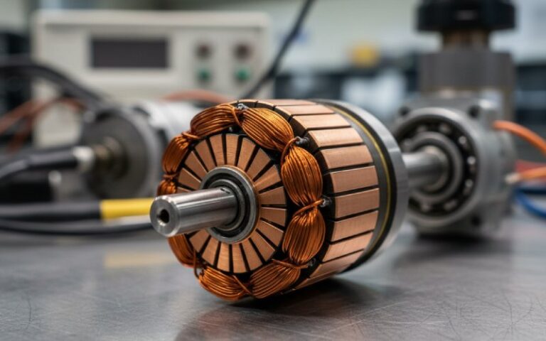 Makroansicht eines Kupferkommutators