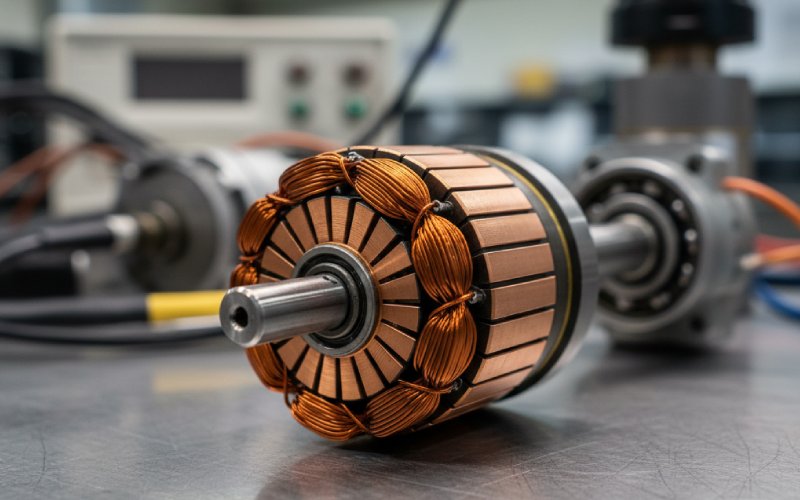 macro view of copper commutator