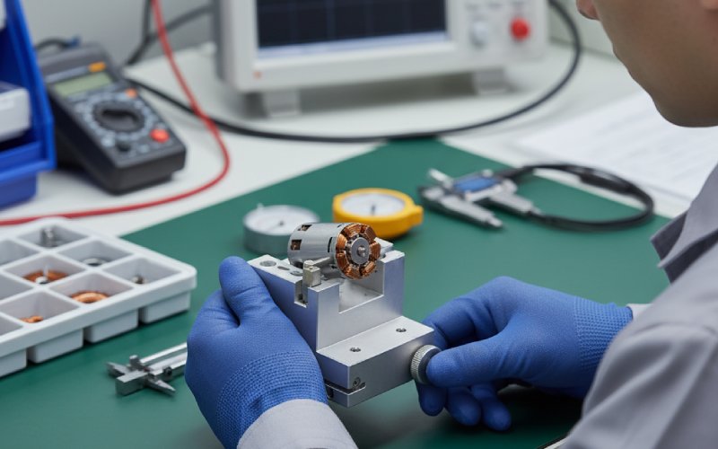 qc inspection of small dc motor commutator