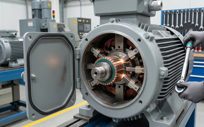 Commutator and brush assembly for industrial DC motors operating stably in factory environments