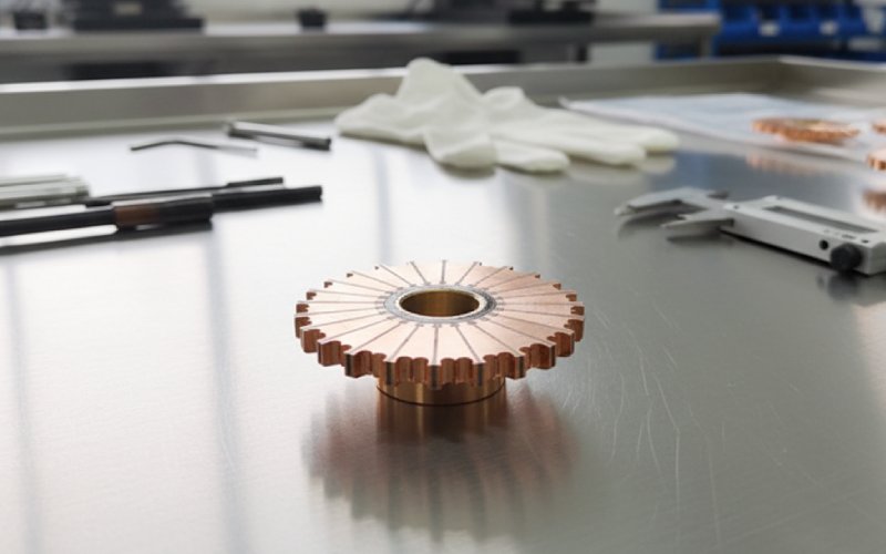 Copper commutator close-up