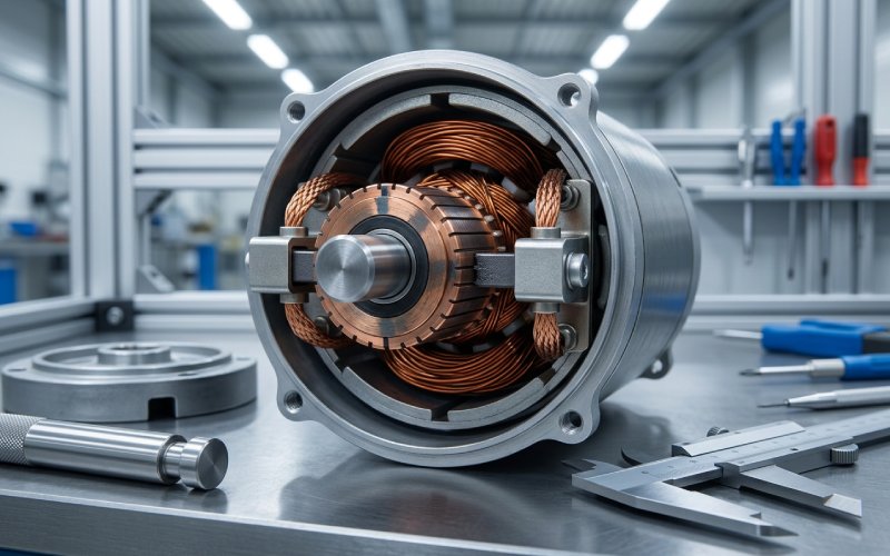 DC motor commutator close-up