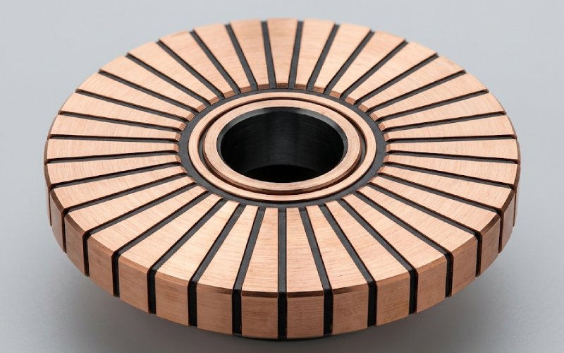 commutator segments, insulation gaps, and center bore