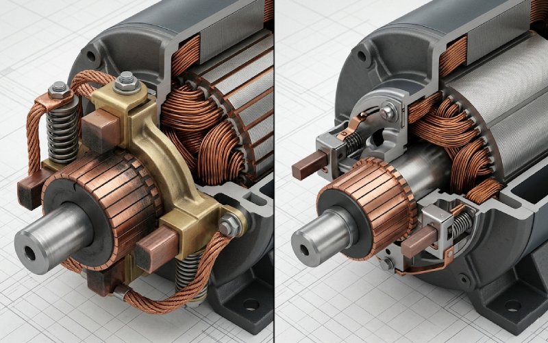 comparison of two brushed DC motor commutator assemblies