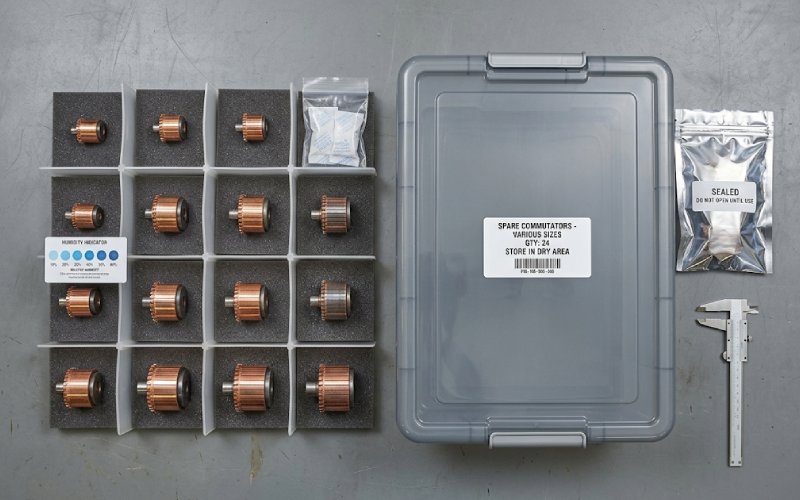 un stockage adéquat des collecteurs de rechange avec un emballage scellé et un contrôle de l'humidité